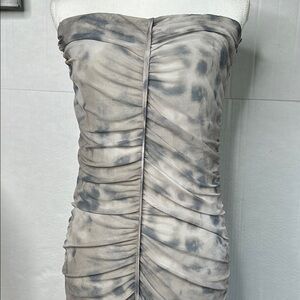 Zara Strapless Printed Mesh Maxi Dress Size L